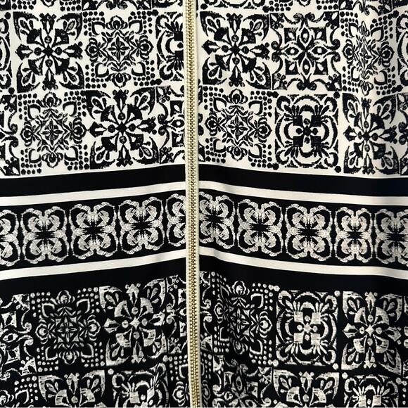 Eliza J Tile Print Dress Shift Black White Pink Stripe Size 10 EJ8M7814 Stretch - Picture 14 of 16